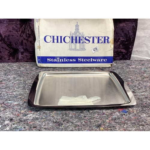 476 - Vintage Unused Stainless Steel Tray