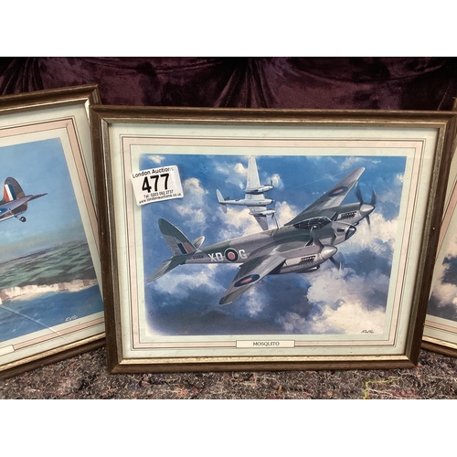 477 - Lot of 3 Framed RAF Plane Prints