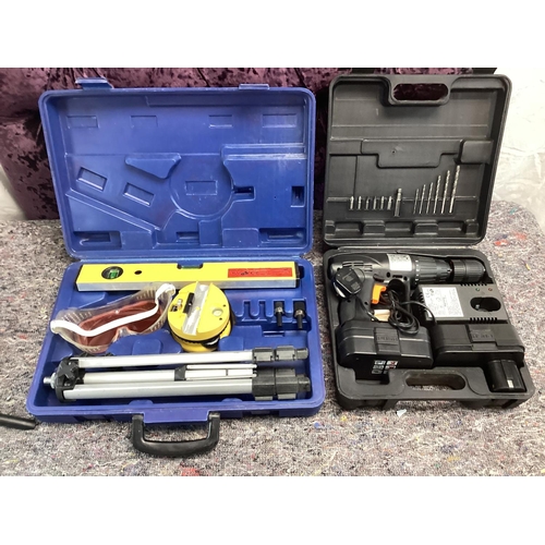 492 - Boxed Laser Level and Hammer Drill