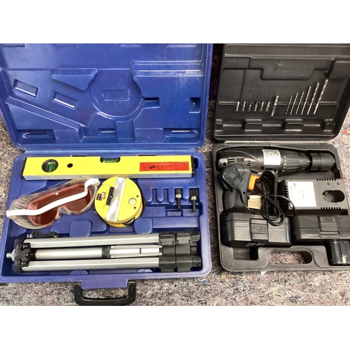 492 - Boxed Laser Level and Hammer Drill