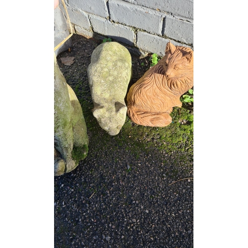 4 - Pair of Garden Planters and 3 Garden Cat Ornaments