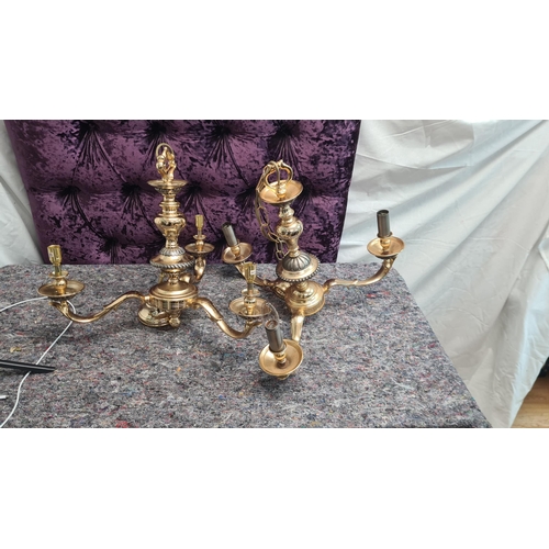 155 - Pair of Good Quality Heavy Solid Brass Light Fittings