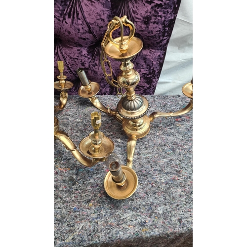 155 - Pair of Good Quality Heavy Solid Brass Light Fittings