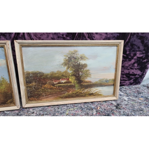 38 - Pair of Small Landscape Scenes Oil on Board Signed 