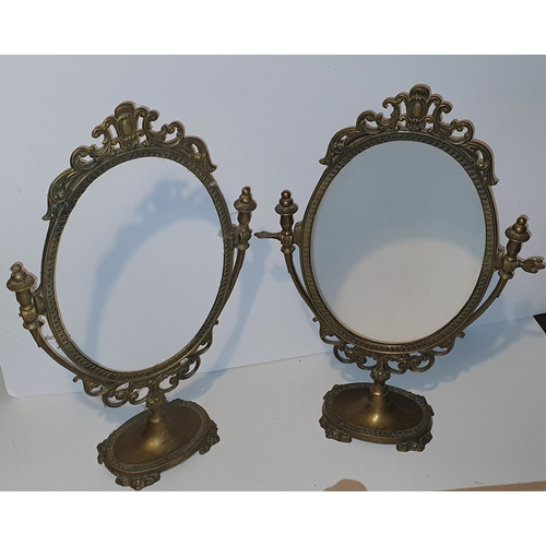 32 - Vintage tabletop vanity mirror plus another without glass