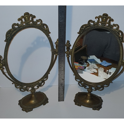 32 - Vintage tabletop vanity mirror plus another without glass