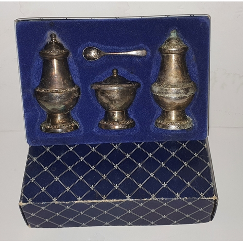 33 - Boxed vintage silver plate condiment set