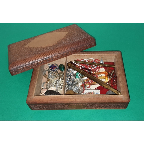 50 - Vintage wooden box containing various interesting small items