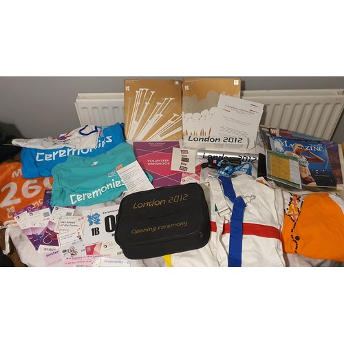 99 - A selection of London 2012 memorabilia including a signed top, Paperwork, tickets etc.