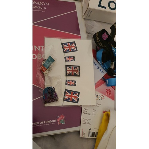 99 - A selection of London 2012 memorabilia including a signed top, Paperwork, tickets etc.