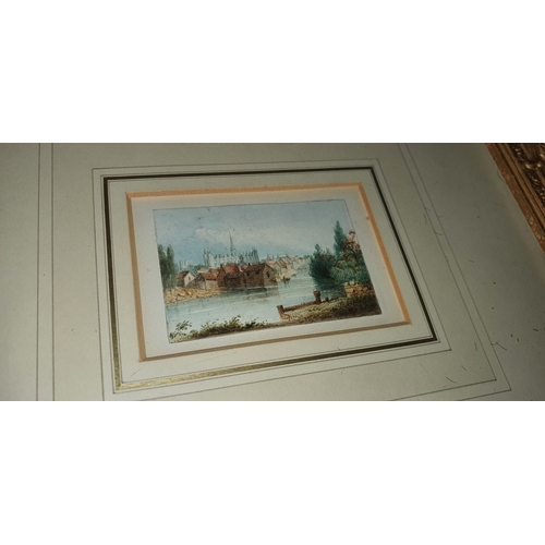 129 - C.1820 English Watercolour in ornate frame - View of Cambridge