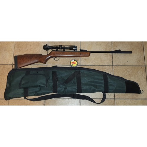 134 - English Air Rifle with scope, Case and pellets - .22 cal