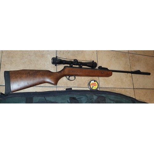 134 - English Air Rifle with scope, Case and pellets - .22 cal