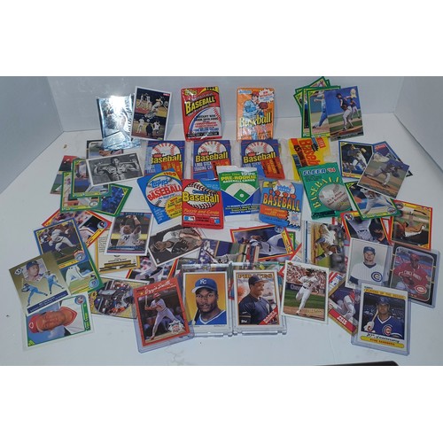 77 - Collection of vintage baseball cards including unopened packs from 80s 90s etc