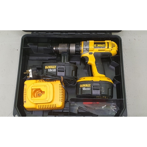 160A - Cased Dewalt Drill with Batteries & charger - Working