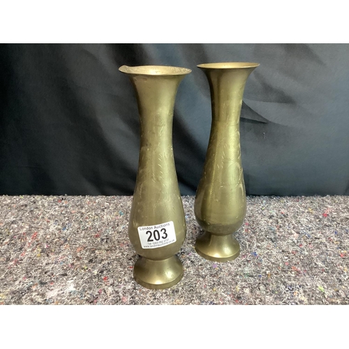 203 - Pair of Brass Vases