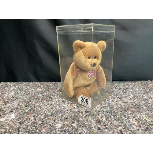 208 - TY Britannia Bear in a Display Case