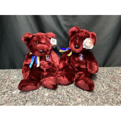 211 - TY Beanie Baby Bear-Buckingham (Pair of)