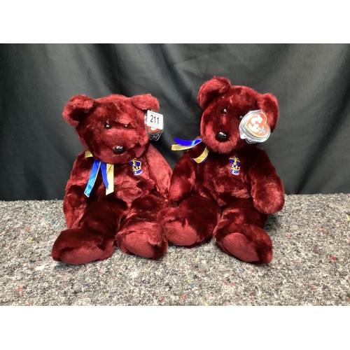 211 - TY Beanie Baby Bear-Buckingham (Pair of)