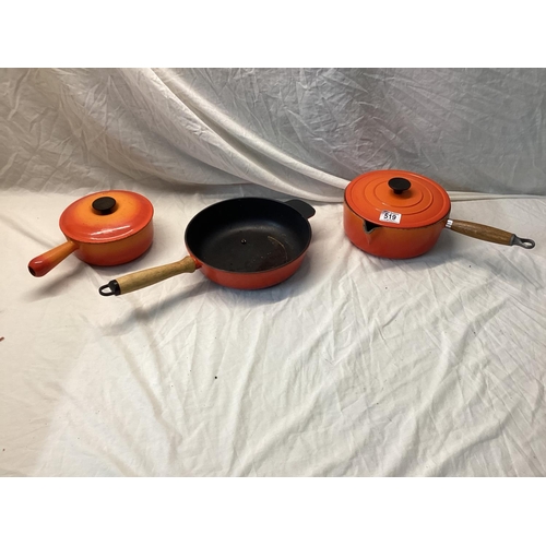 519 - 3 Le Creuset Pans