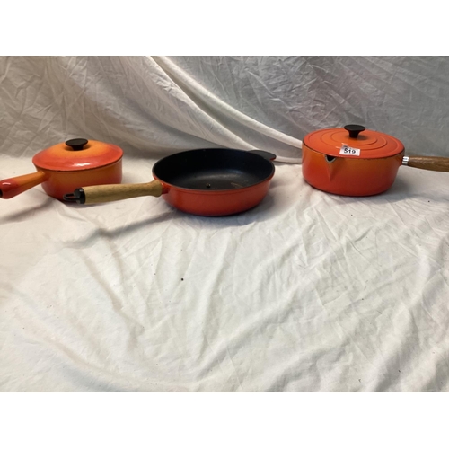 519 - 3 Le Creuset Pans