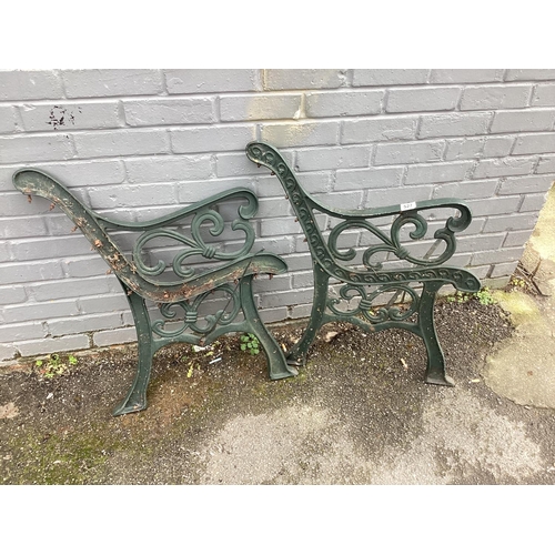 527 - Pair of Vintage Iron Bench Ends