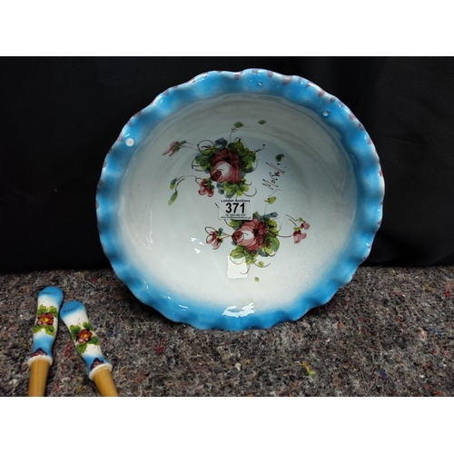 371 - Vintage Italian Serving Bowl with Fork and Spoon