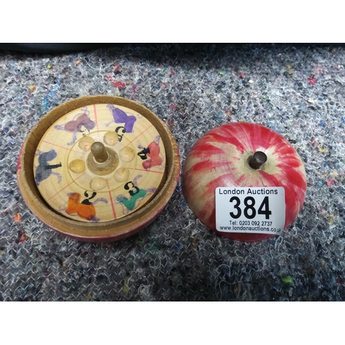 384 - Antique Horse Spinning Game in the form of an apple