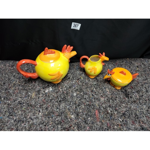 387 - Novelty Chicken Run Tea Set