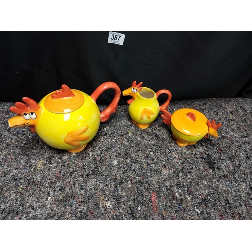 387 - Novelty Chicken Run Tea Set