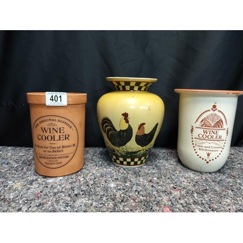 401 - 2 Wine Coolers and a Vintage Vase