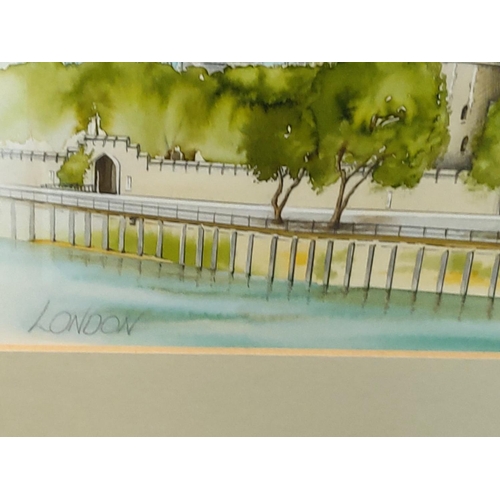 409 - Julian Wallis Signed Watercolor Tower of London