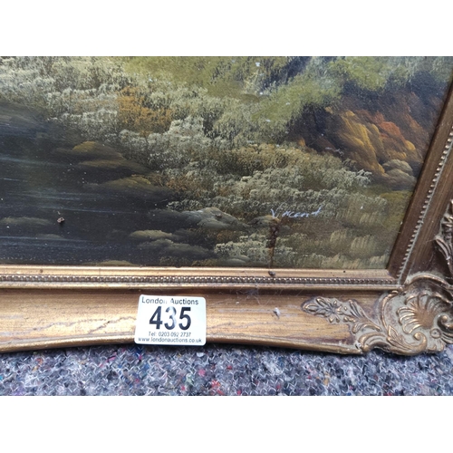 435 - Oil on Canvas River Scene-Signed Vincent-68cm x 58cm