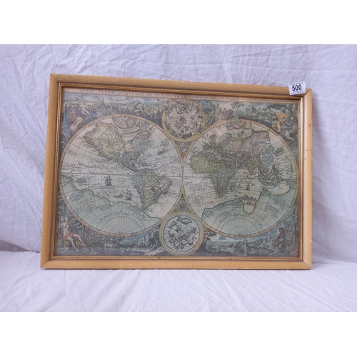 500 - Antique Style Framed Map