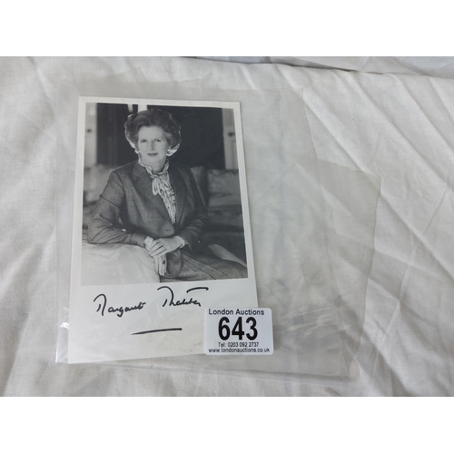 643 - Margaret Thatcher Signed Photograph