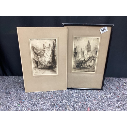 574 - Pair of Featherstone Robson Pencil Signed Etchings