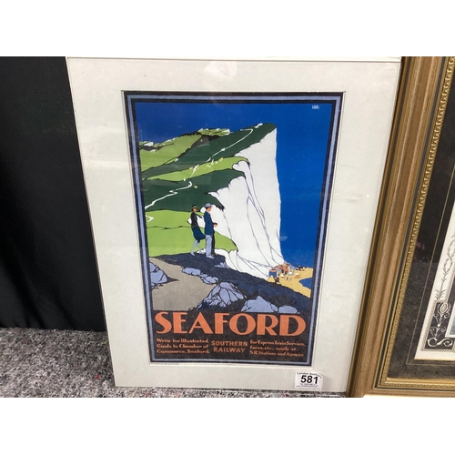 581 - Seaford Poster and a Print of Greenwich