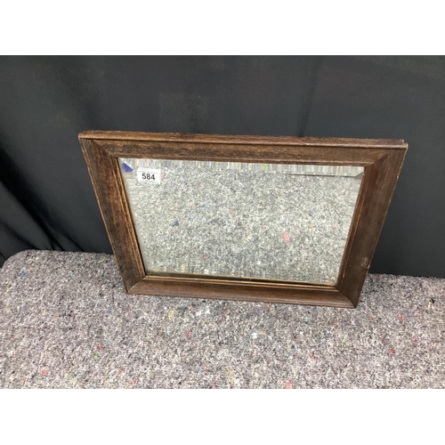 584 - 40cm x 50cm Antique Oak Framed Mirror