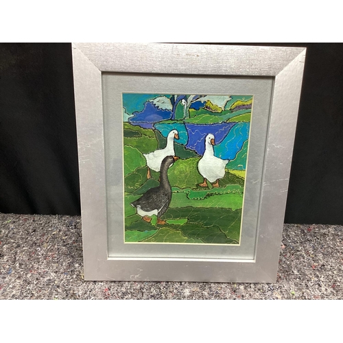 603 - 2 Framed Paintins-One of a Cat - Signed S Jury