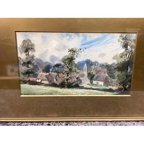 605 - Framed Watercolor Painting-Country Scene-Signed D Cox to the Bottom Left (26cm x 15cm)