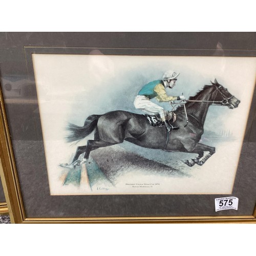 575 - 3 Vintage Horse Racing Prints Gold Cup etc