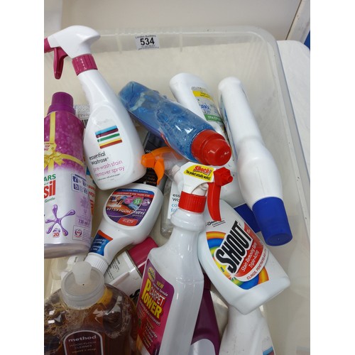 534 - Box of Mixed Cleaning Sprays/Fluids etc