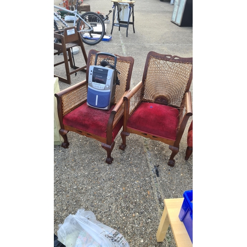 457 - Pair of Cane/Bergere Back Armchairs