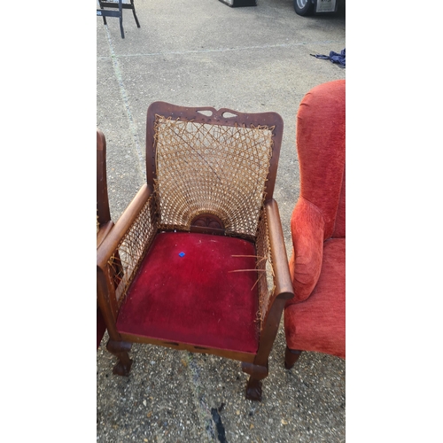 457 - Pair of Cane/Bergere Back Armchairs