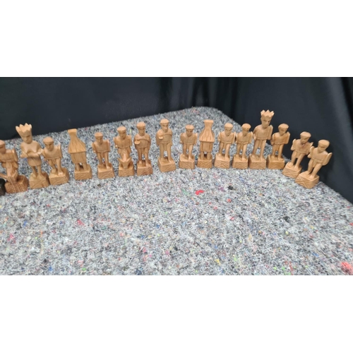 220 - Handcarved Vintage Chess Set