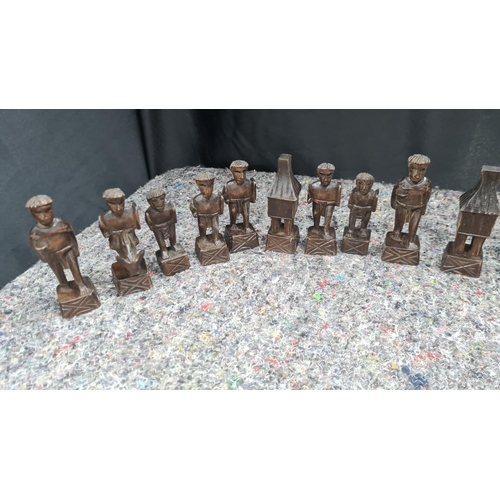 220 - Handcarved Vintage Chess Set