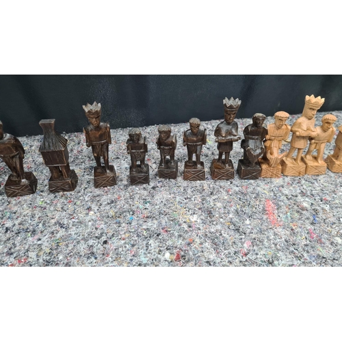 220 - Handcarved Vintage Chess Set