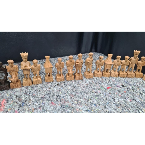 220 - Handcarved Vintage Chess Set