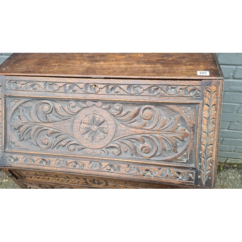 225 - Carved Oak Greenman Writing Bureau c. 1880 (90cm Wide, 45cm Deep, 1 Metre Tall)