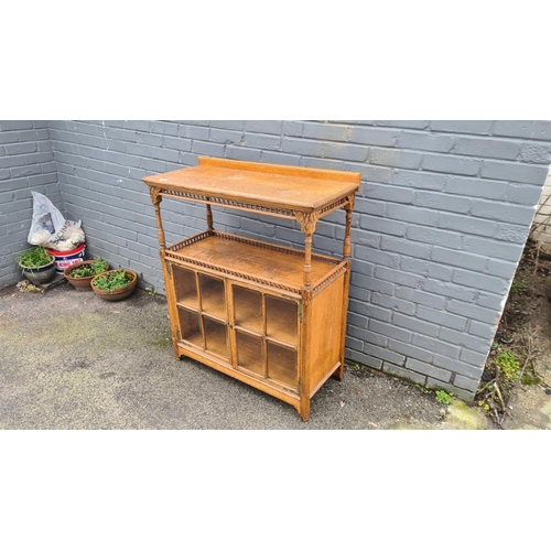 462 - Antique Tiger Oak Display Cabinet 90cm W 103cm T 40cm D